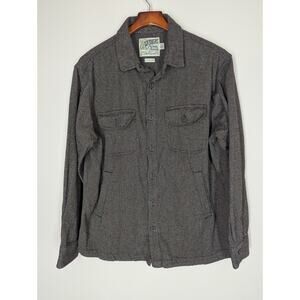 Grayers Shacket Gray Button 100% Cotton Long Sleeve Shirt Jacket Mens Large